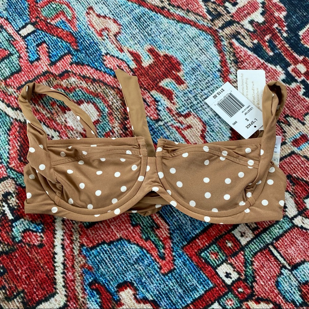 L*SPACE Polka Dot Bikini Top Size S NWT